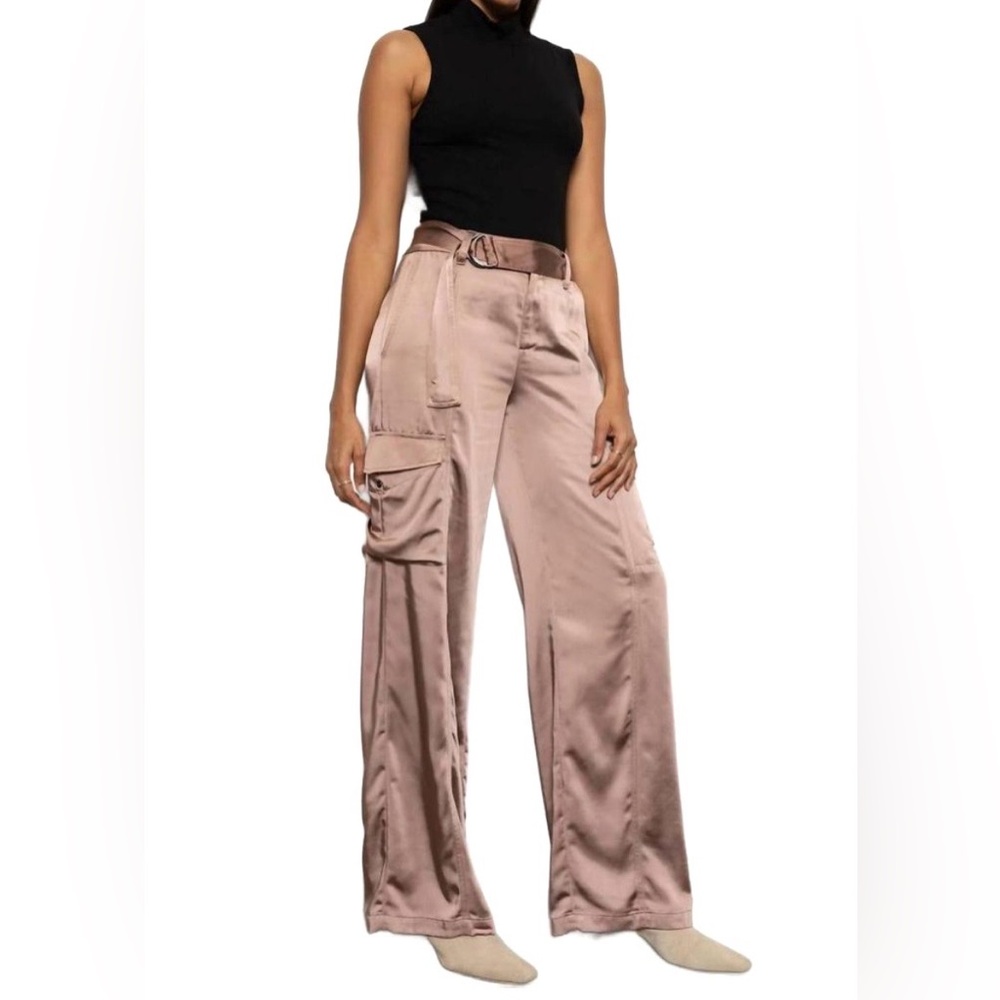 Sanctuary Women's Wide Leg Satin Pants in Rose Gold